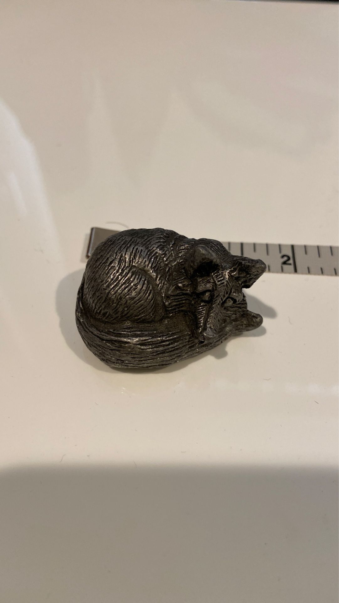Vintage small pewter fox