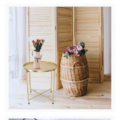 Side Table Tray Metal End Table Round Foldable Accent Coffee Table for Living Room Bedroom