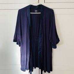 Bump In The Night Navy Blue Short Robe