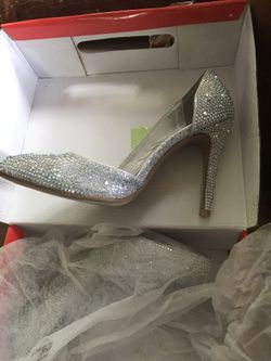 Silver rhinestone spike heel sandal