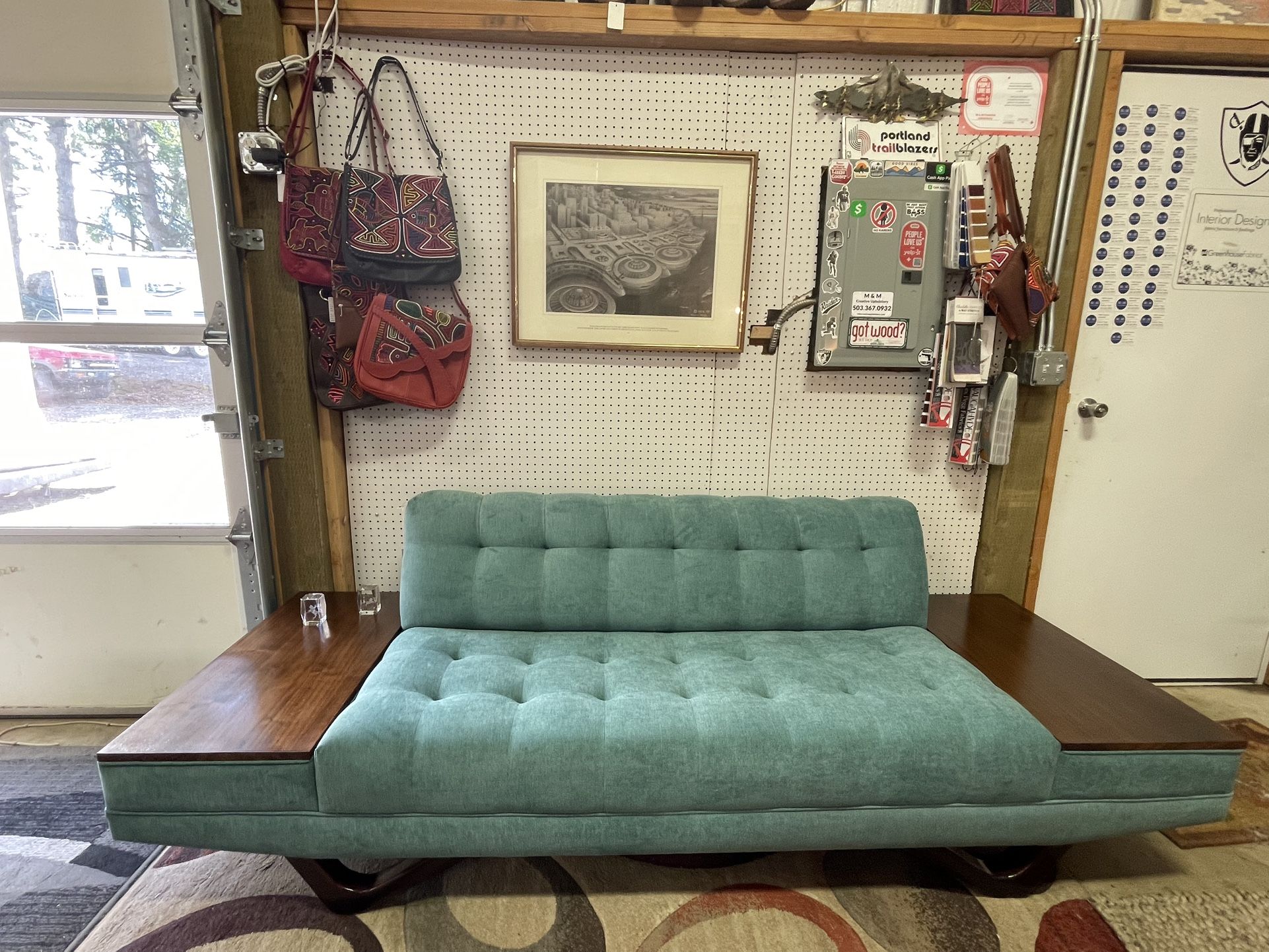 MCM Sofa With Built In Walnut Endtables