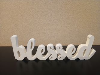 Blessed Wood Script Word Sign Decor