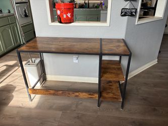 Industrial Desk with Side Shelves