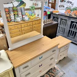 Solid Wood Dresser With Mirror And Nightstand 