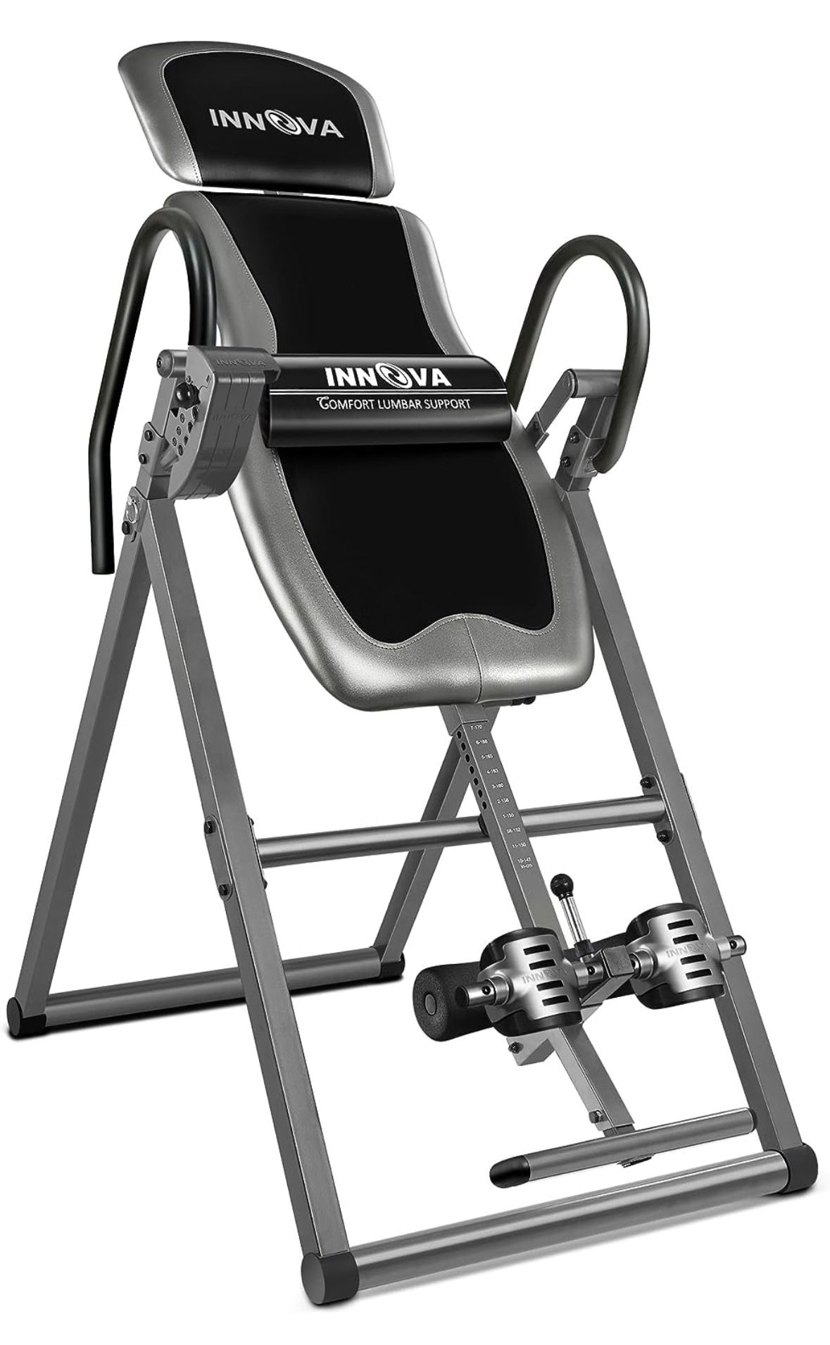Inversion Table with Adjustable Headrest, Reversible Ankle Holders