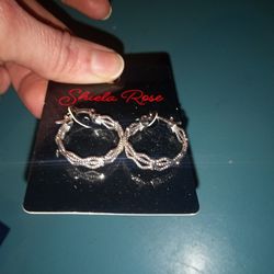 New Sheila Rose Boutique Sterling Silver Hoop Earrings 