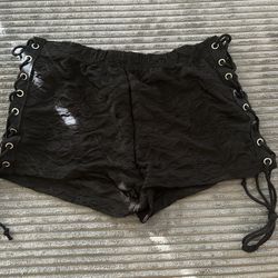 Black Lace Up Shorts