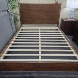 Brand New Walnut Standard King Mid Century Modern Platform Bedframe