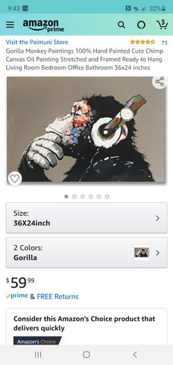 Gorilla Monkey Paintings 100% Hand Painted
