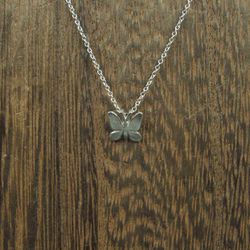 18 Inch Sterling Silver Cute Tiny Butterfly Necklace