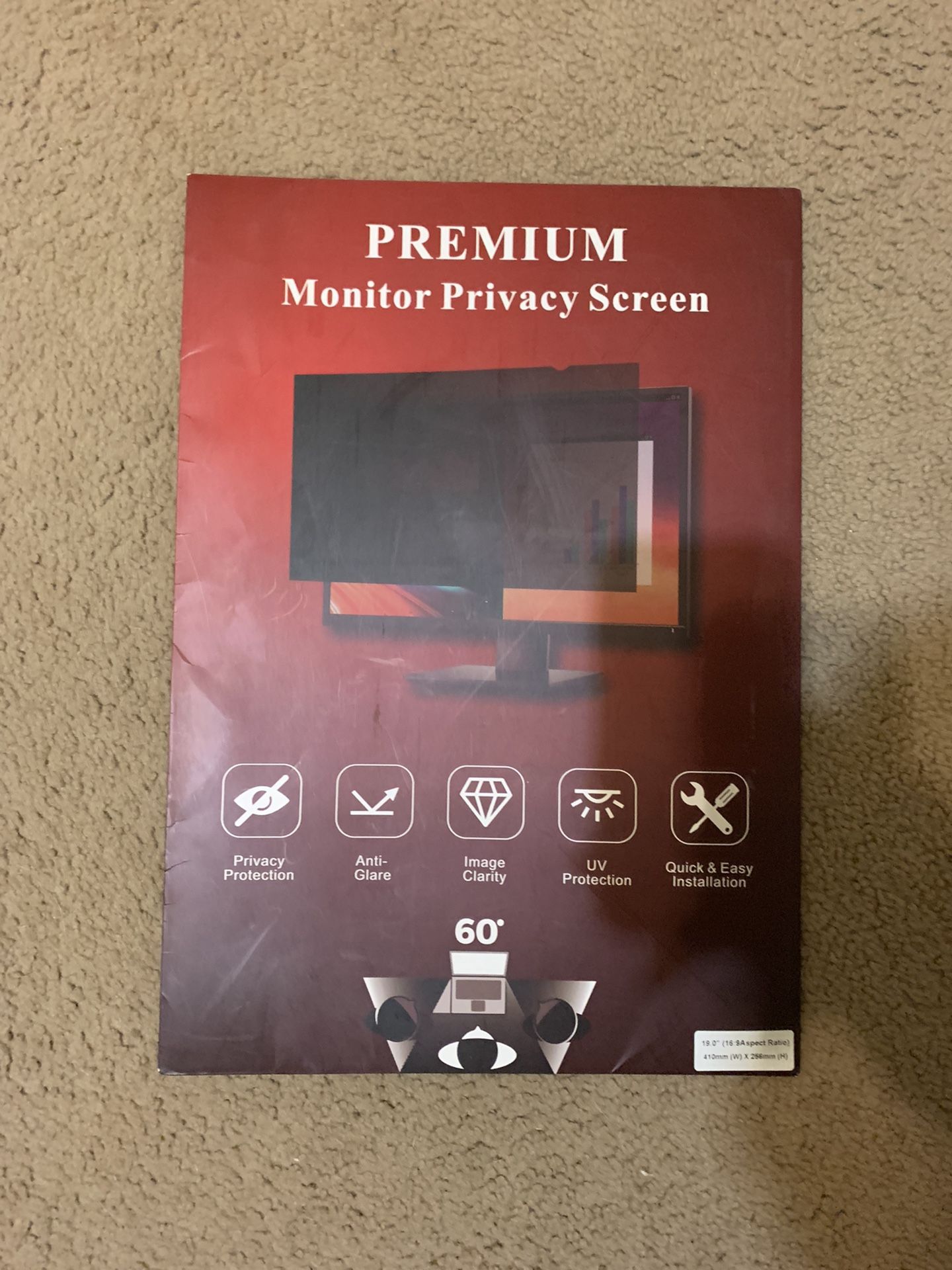 Privacy screen for 19” monitor