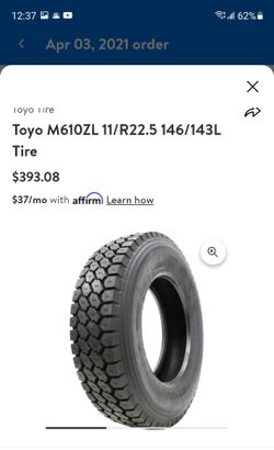 Toyo M610ZL 11/R22.5 146/143L Tire Semi Tractor Trailer  11 R 22.5