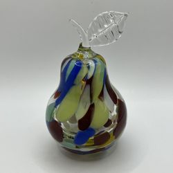 Multicolor Confetti Art Glass Pear