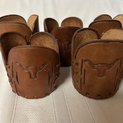 Vintage “Bamco” Tooled Leather Sleeve Glass Holders (7)