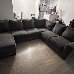 Grey Sectional Couch W Ottoman