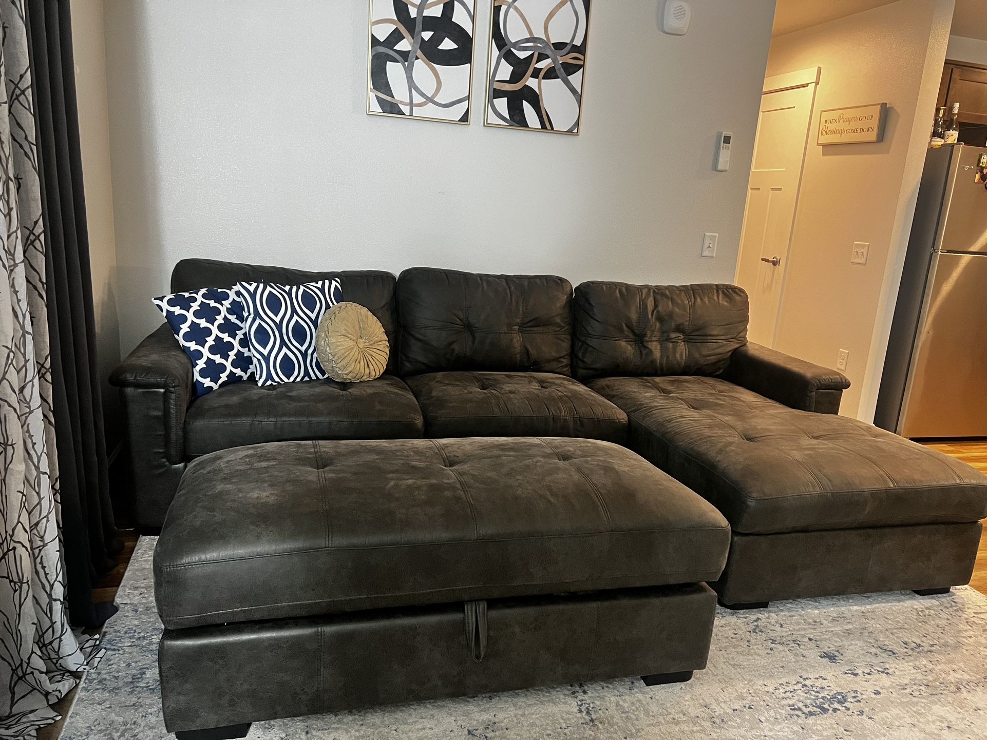 Couch, With Ottoman And Recliner 