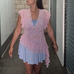 Pink Lace / Mesh Floral Top💗