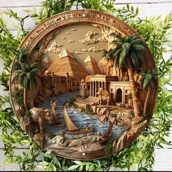 "Eternal Nile: Ancient Egyptian 3D Aluminum Relief Panorama"