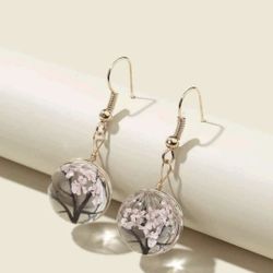 Elegant Cherry Blossom Sphere Earrings