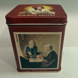 Vintage 1995 Sun-Maid Raisins Tin Great Condition 4.5” tall x 4” wide