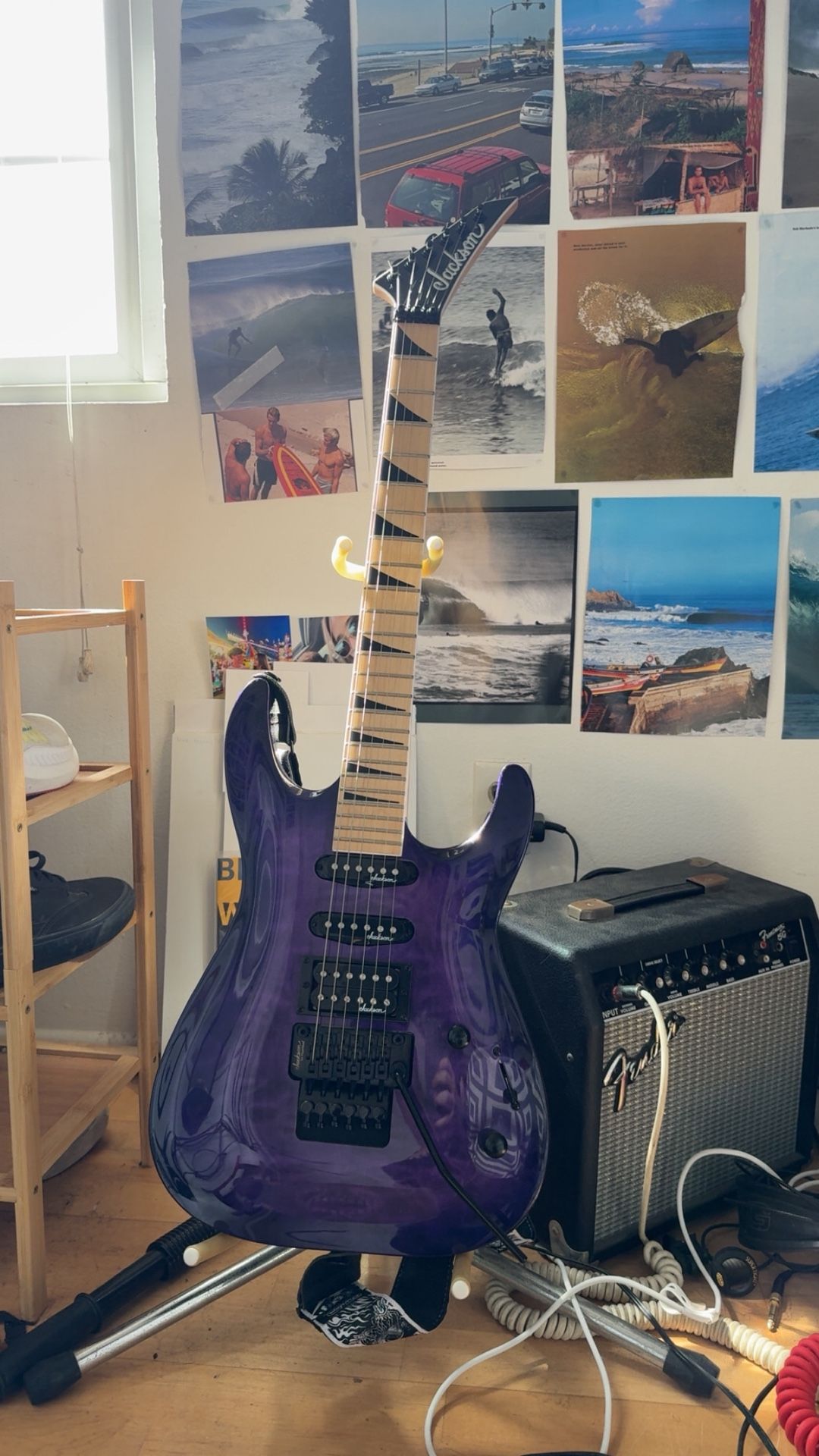 Jackson JS34Q Dinky DKAM Electric Guitar Transparent Purple