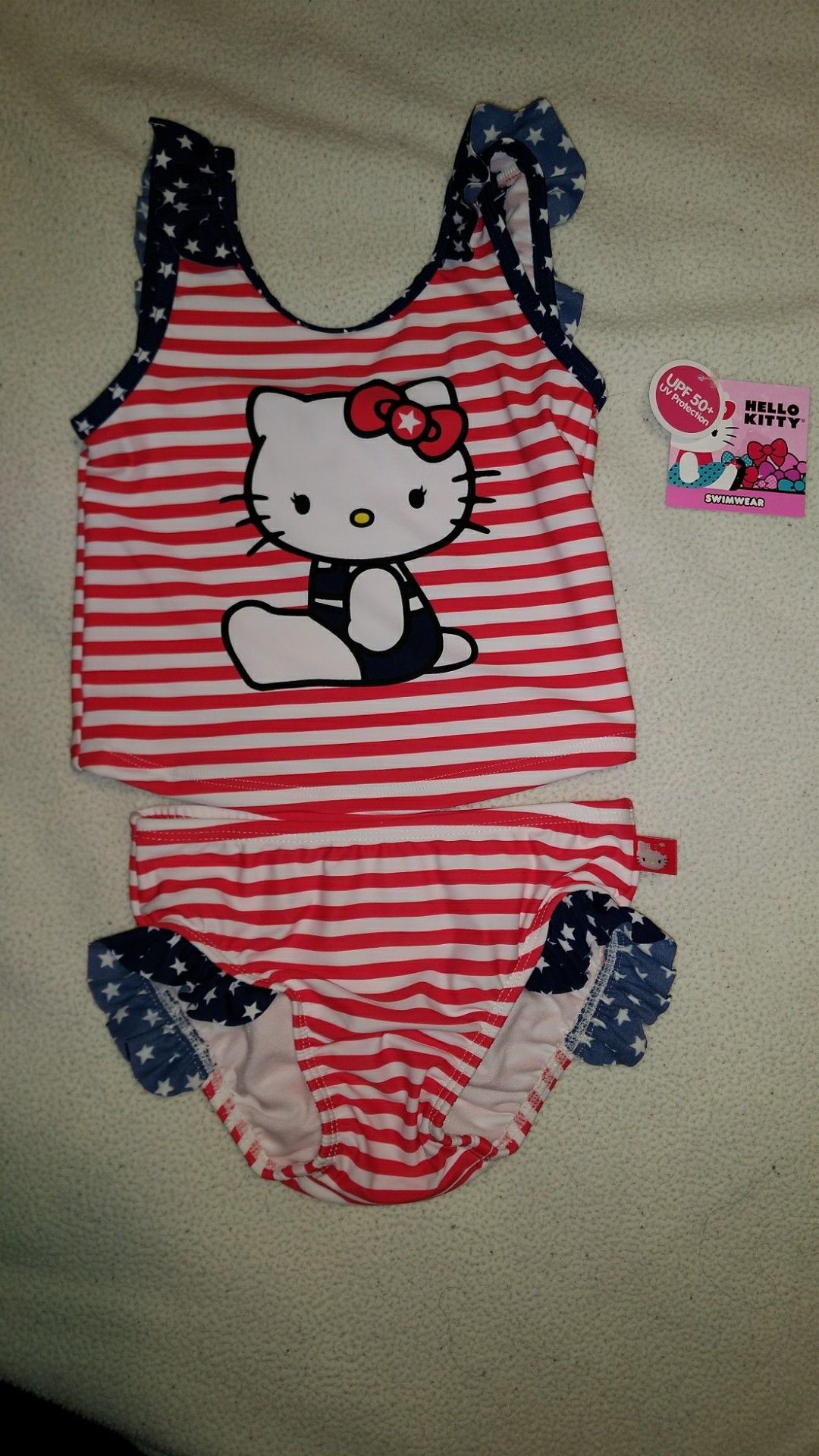 NEW Girls Hello Kitty Swimsuit Bathing Suit 2 Piece Tankini Bikini 5T 50+ UPF