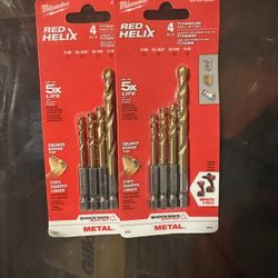 Milwaukee Red Helix 4pc Titanium Drill Set $15 for 2