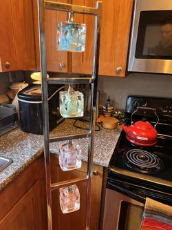 Modern Style Chrome And Colored Glass Floor Lamp