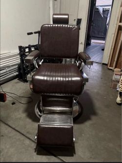 Vintage Barber Chair Brown Leather