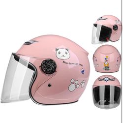 Kids Cute Helmet, Boys Girls Motorcycle Half Helmet for Youth 4-8 Years Old Children, Vespa 3/4 Jet-Helmet Scooter Cruiser Moped Sunscreen Helmet for 