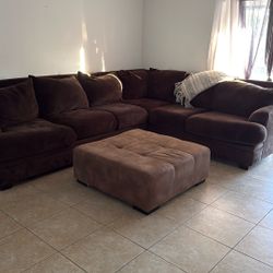 Brown Large Couch with Center in Great Condition