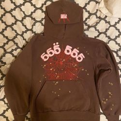 Sp5der Brown Angel Number Hoodie