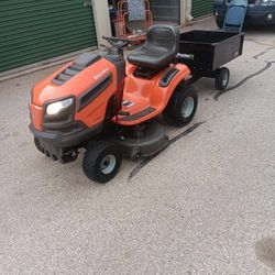Husqvarna Riding Lawn Mower, With Dump Cart  Model # YTA18542