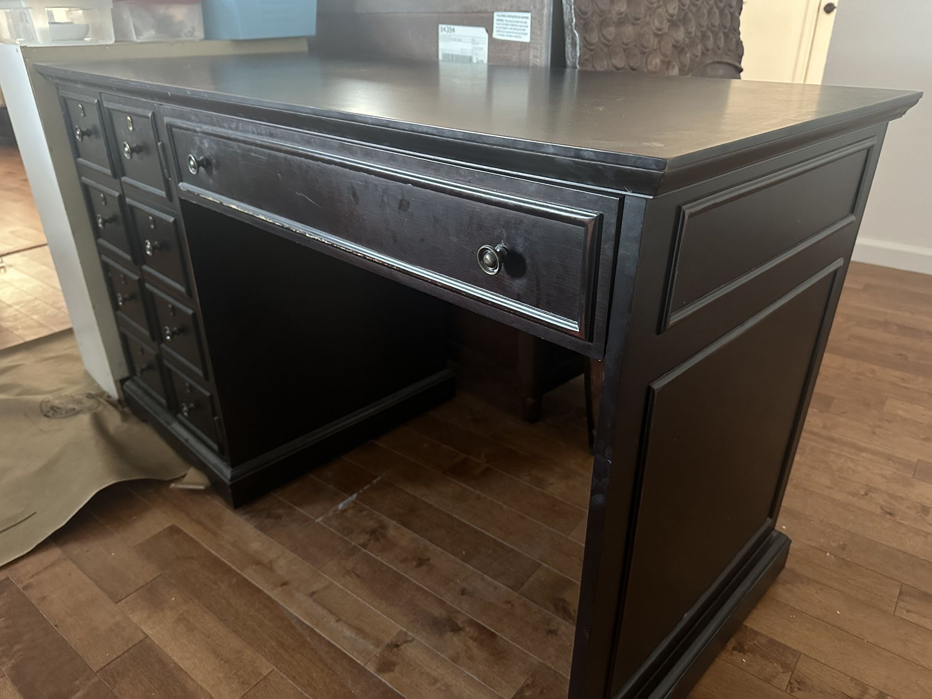 Solid Wood Work Desk (with protective Glass Top)