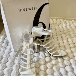 [Like New] Nine West White Sandal Heels