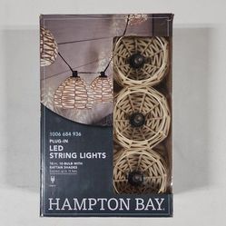 10-Light 10 ft. Outdoor/Indoor Plug-In Round Globe Bulb LED Rattan String Light