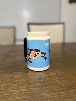 Vintage Rare 1998 Looney Tunes Taz Tasmanian Devil Blue White Travel Mug