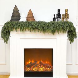 6ft Christmas Cedar Garland Artificial Realistic Faux Green Cedar Pine Garland for Home Fireplace Indoor Outdoor Holiday Party Decorati
