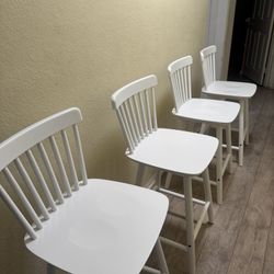 Set Of 4, Solid Wood Counter Height Stools
