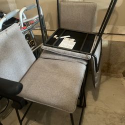 3 Grey Fabric Stools 