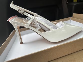Elisabet Tang White Patent Slingback Heels - Size 8, New