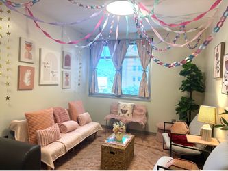Cozy Aesthetic Living Room Set - Dorm / Room Decorations - Futon, Chairs, Rug, Etc