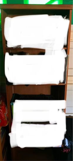 Free 4 level wooden brown beige shelves unit