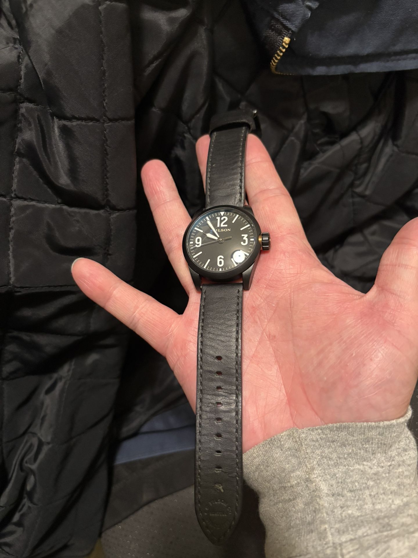 Filson Field Watch Great Condition Black With Leather Band
