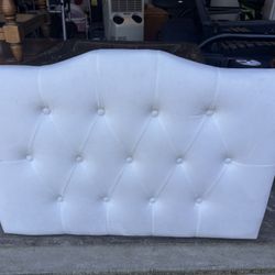 White Tufted Upholstered Headboard Panel
