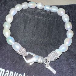 Emanuele Bicocchi Baroque Pearl Bracelet 925 Sterling Silver White Size Medium