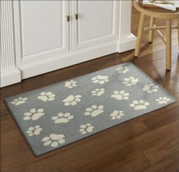 Home Dynamix Comfy Pooch Gray/Tan Paw 23.6 in. x 35.4 in. Machine Washable Kitchen Mat.