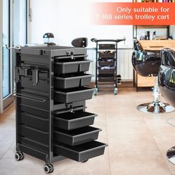 TASALON Professional Salon Trolley Cart, 6 Drawers with Dividers, Lockable Storage,Versatile Salon Cart for Hair Stylist, Hair Tool Holders, Black