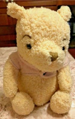 Disney Classic Winnie the Pooh Teddy Bear Plush Curly Tan Vintage
