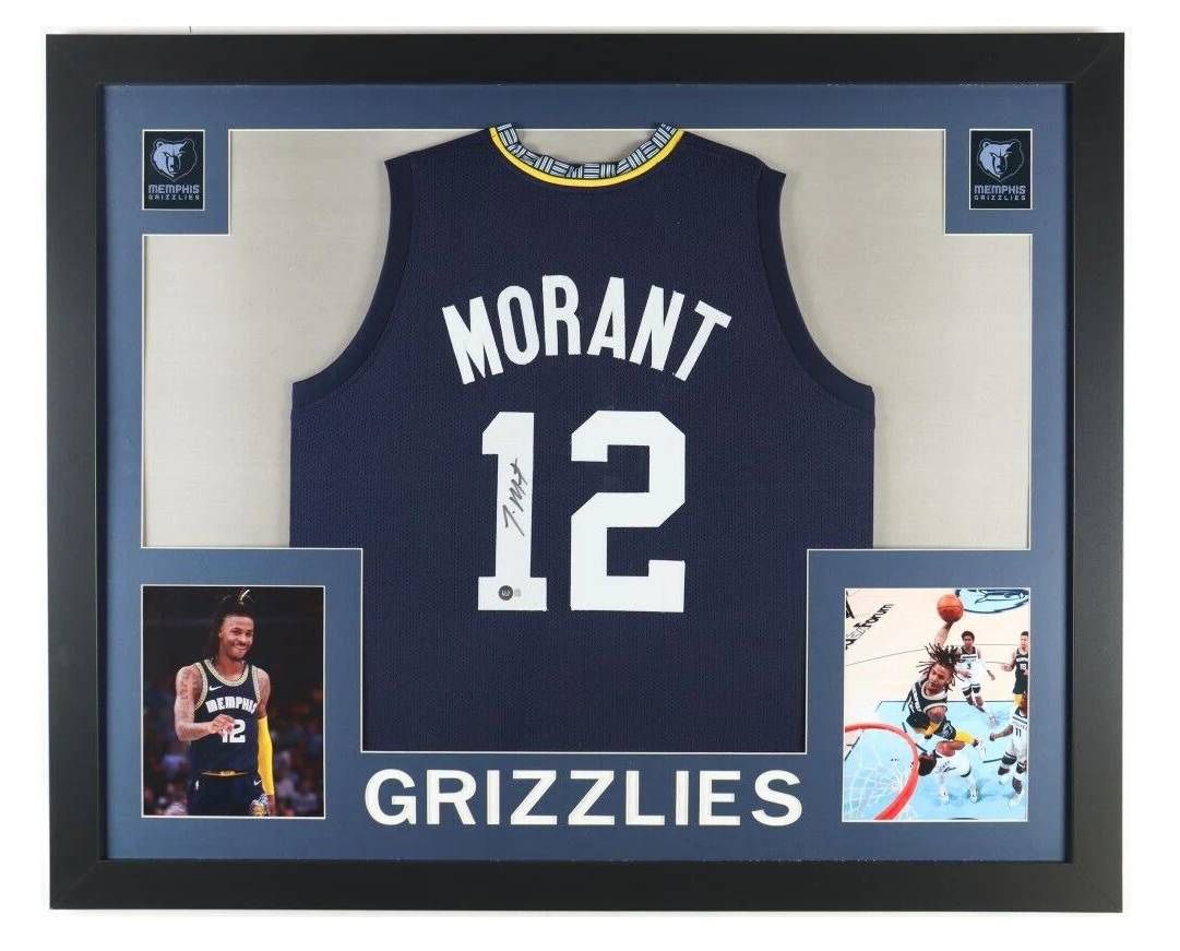 Ja Morant Signed Memphis Grizzlies 35x43 Framed Signed Jersey